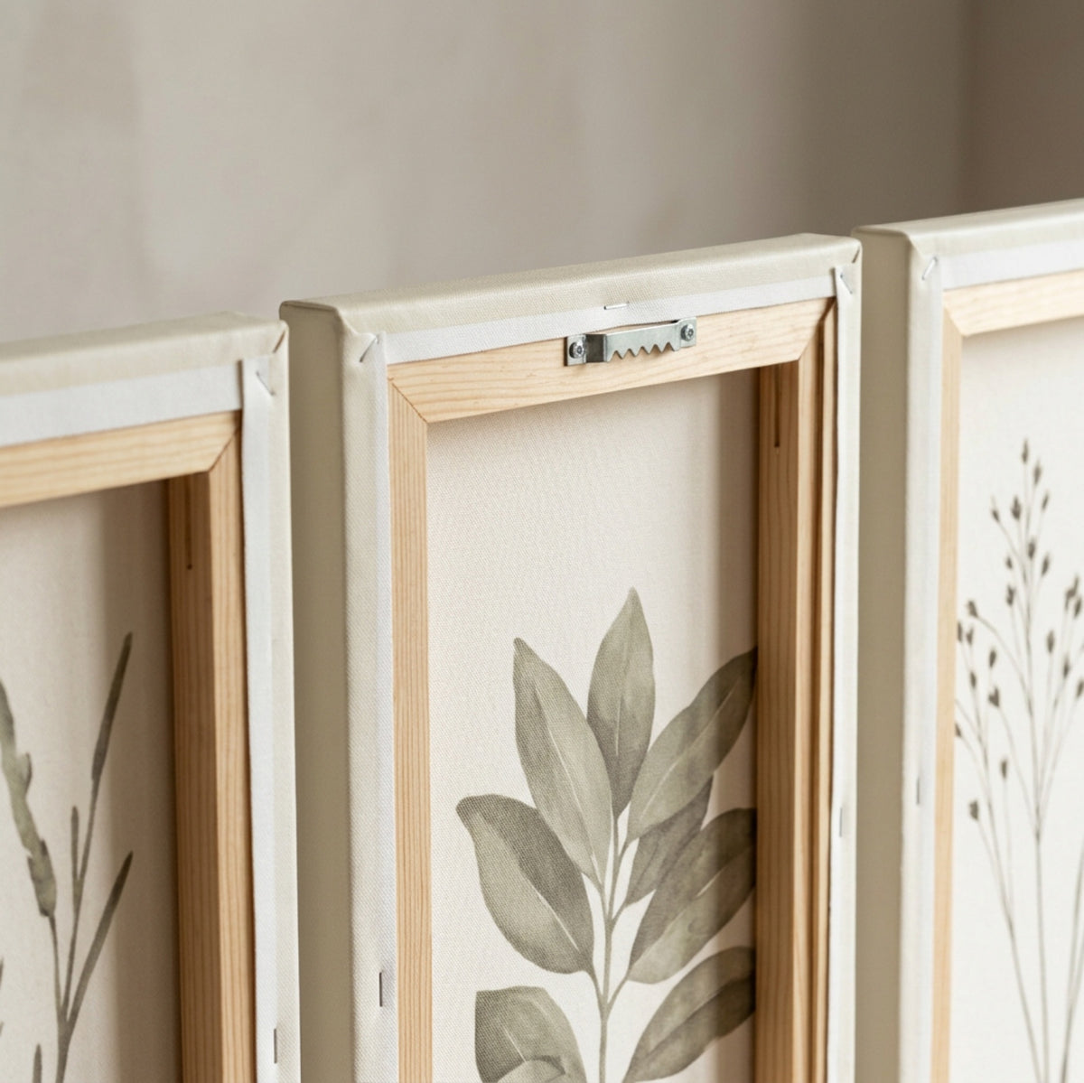 Mifko Botanical Silhouette Triptych Canvas Set Olive - Detail view